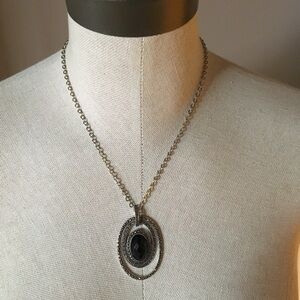 Judith Jack Silver and Black Pendant Necklace